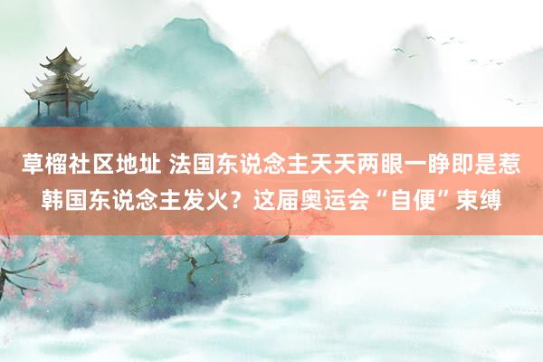 草榴社区地址 法国东说念主天天两眼一睁即是惹韩国东说念主发火？这届奥运会“自便”束缚