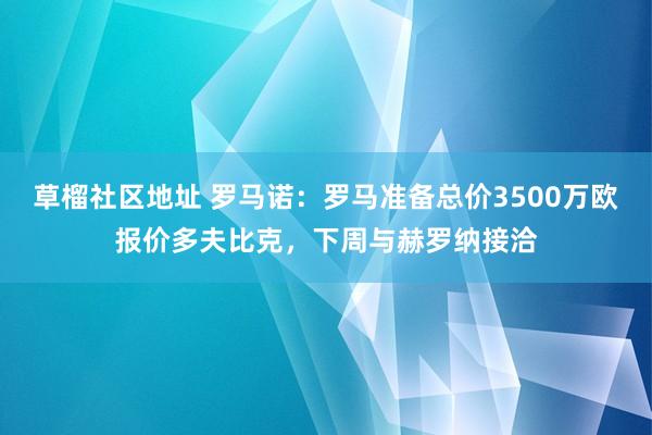 草榴社区地址 罗马诺：罗马准备总价3500万欧报价多夫比克，下周与赫罗纳接洽