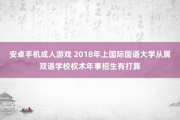 安卓手机成人游戏 2018年上国际国语大学从属双语学校权术年事招生有打算