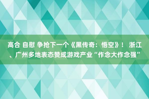 高合 自慰 争抢下一个《黑传奇：悟空》！ 浙江、广州多地表态赞成游戏产业“作念大作念强”