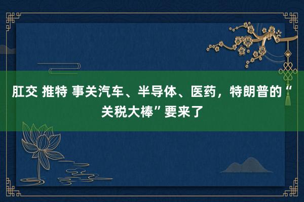 肛交 推特 事关汽车、半导体、医药，特朗普的“关税大棒”要来了