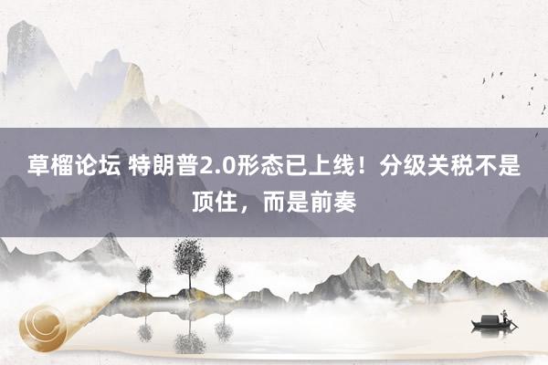 草榴论坛 特朗普2.0形态已上线！分级关税不是顶住，而是前奏